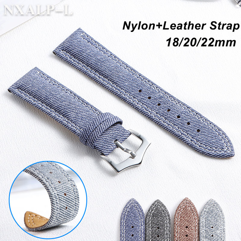 Omega Watches Smartwatch - Denim Canvas Nylonowy pasek do zegarka
