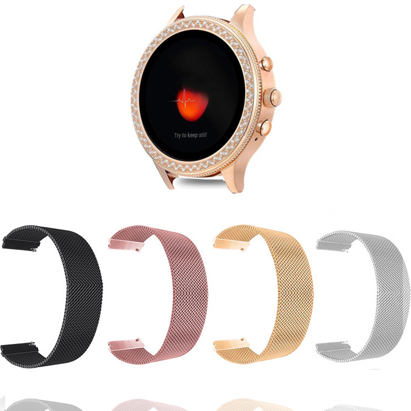 Fossil Watches Smartwatch Gold - 18MM pasek pleciony z siateczki metalowej