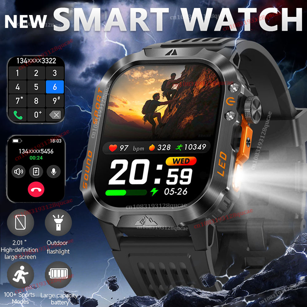 Smartwatch Rugged Watches For Men - Wytrzymały wojskowy smartwatch GPS dla mężczyzn,