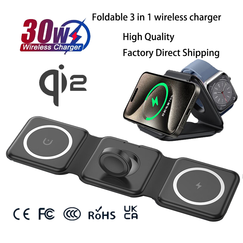 Smartwatch Watches For Iphone - Uniwersalna magnetyczna składana stacja ładująca Qi2,