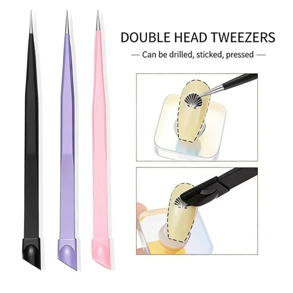 Crystal Press Tool - Wielofunkcyjne dwustronne pęsety, silikonowa końcówka dociskowa,
