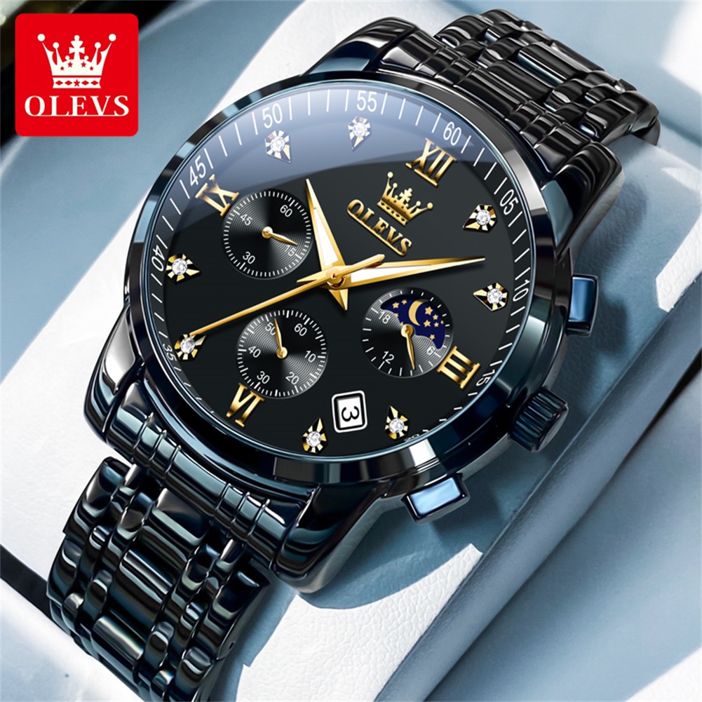 Analog Quartz Watch - OLEVS Popularne męskie zegarki ze stali