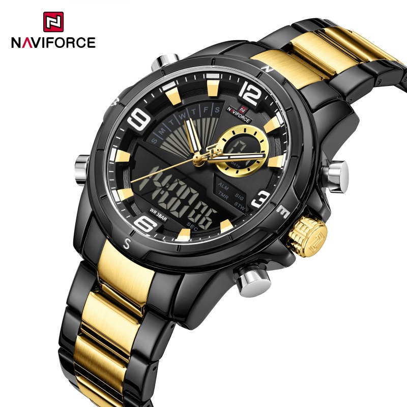 Analog Quartz Watch - Zegarek męski NAVIFORCE z podwójnym wyświetlaczem,