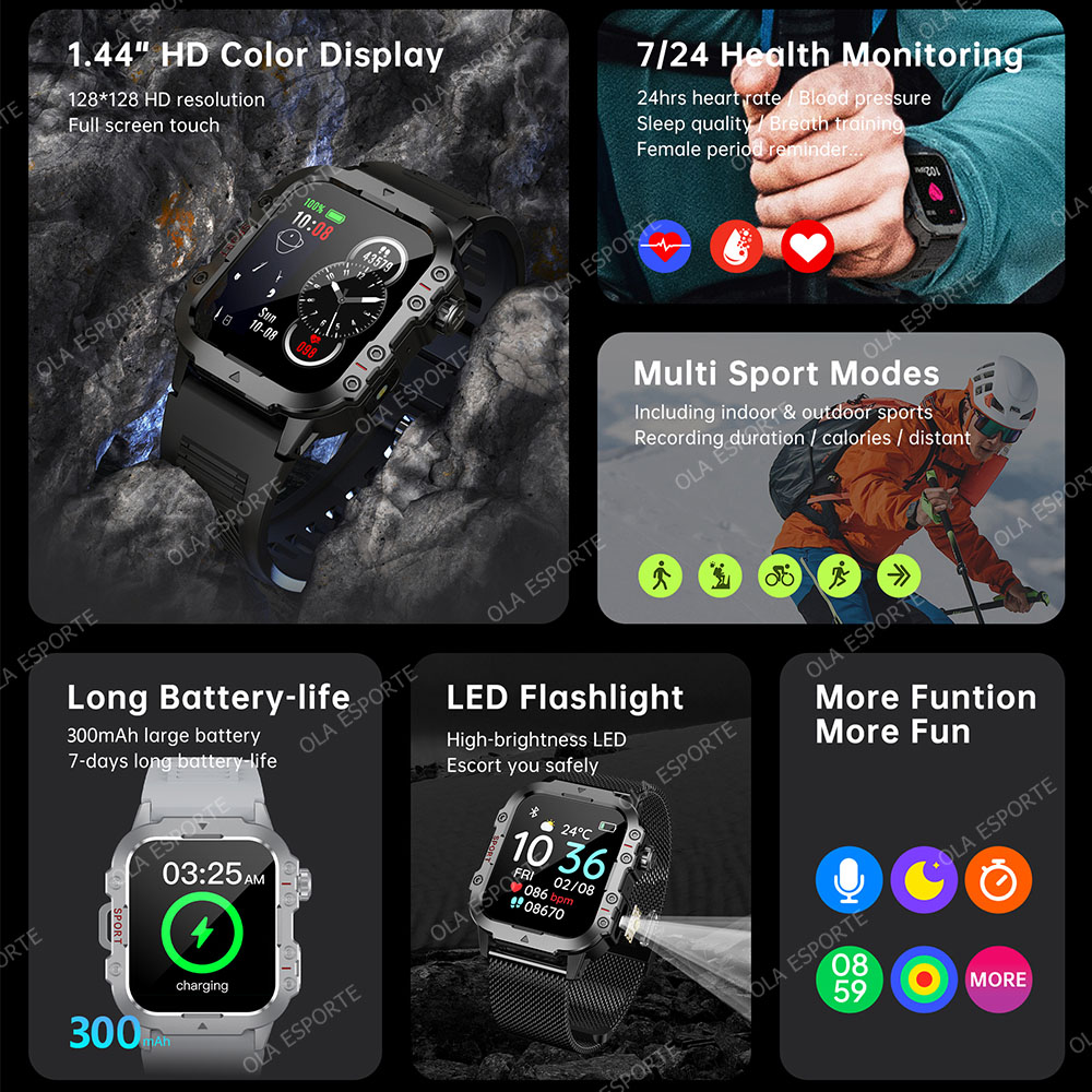 2026 Nowy Wytrzymały Wojskowy  – Smartwatch Rugged Watches For Men recenzja i cena