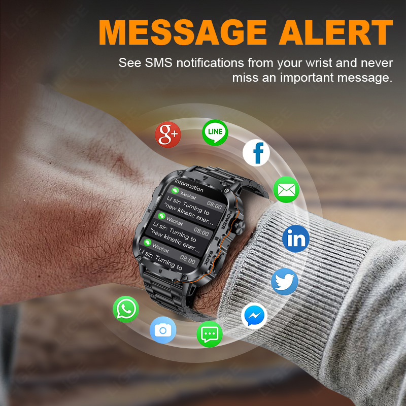 LIGE 2025 Wytrzymały wojskowy  – Smartwatch Rugged Watches For Men recenzja i cena