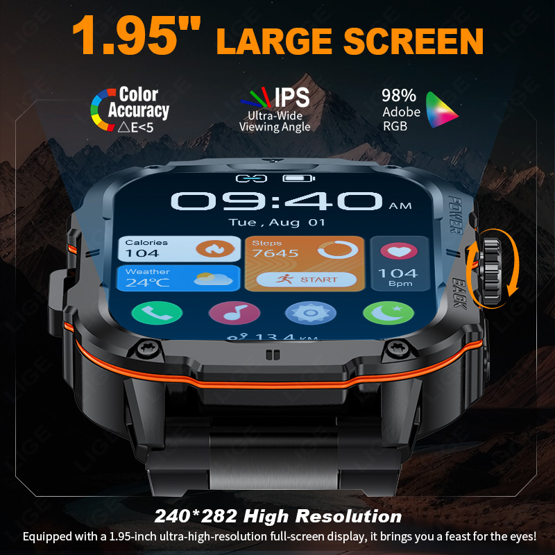 LIGE 2025 Wytrzymały wojskowy  – Smartwatch Rugged Watches For Men recenzja i cena